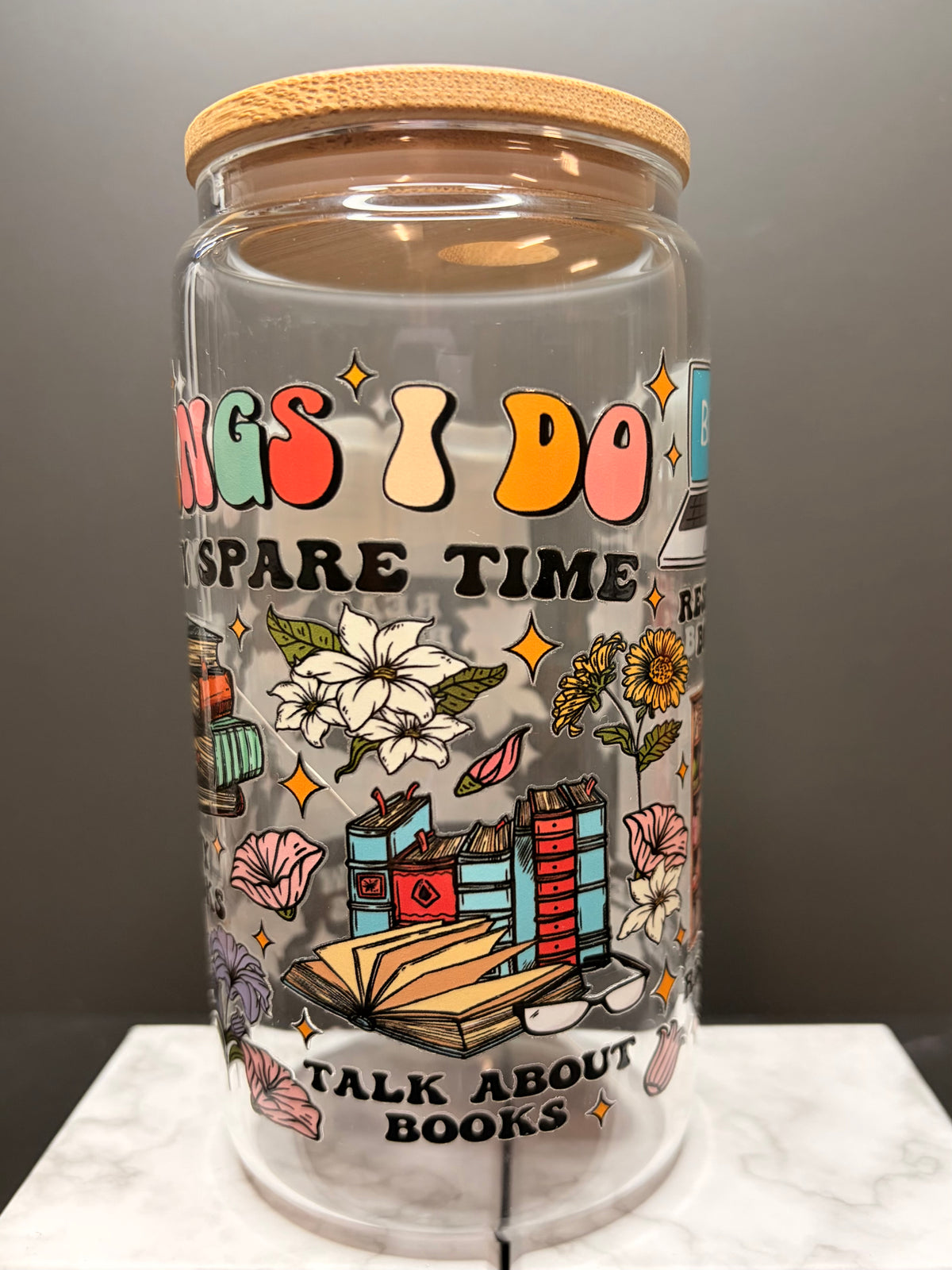 16 oz Bookish Glass Tumbler